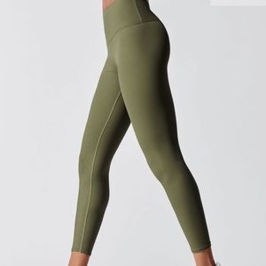 Army Green Ribbed Leggings
